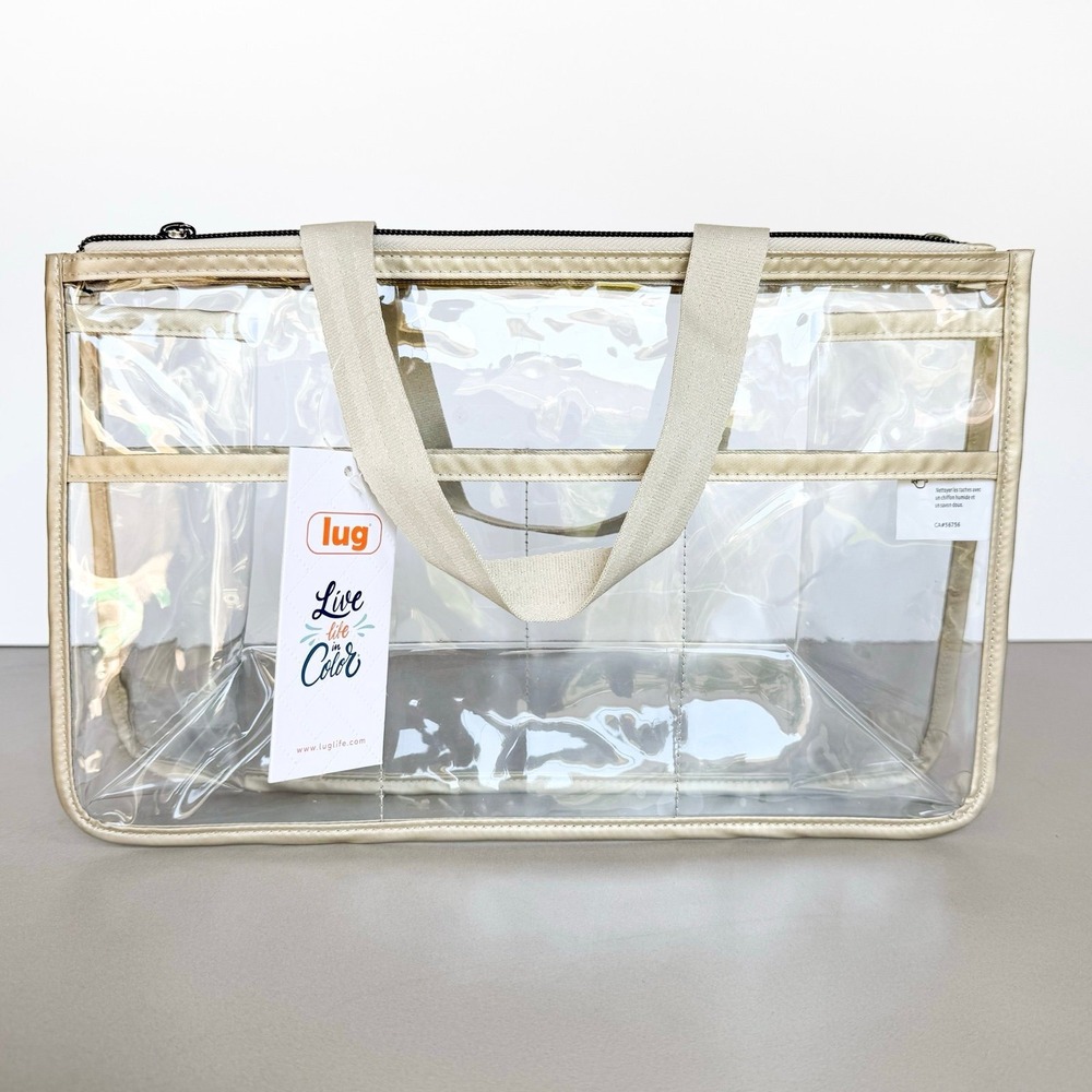 NWT Lug Catcher Clearview Cosmetic Tote Bag Metallic Champagne (Gold) Travel - Picture 4 of 8